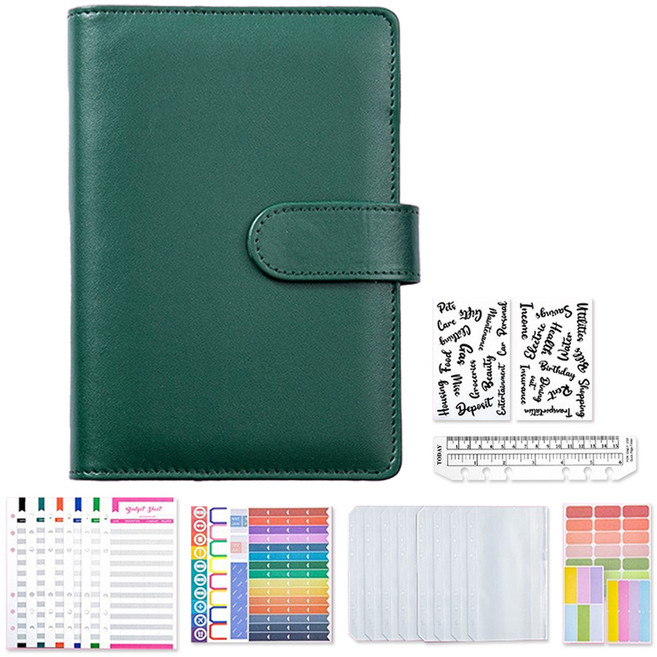 마다꾸미 현금 챌린지 A6 다이어리 속지 바인더 세트 6공, 다크그린, 1개