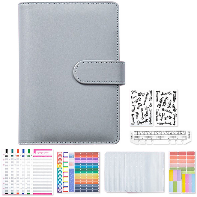 마다꾸미 현금 챌린지 다이어리 바인더 속지 세트 A6 6공, 그레이, 1개