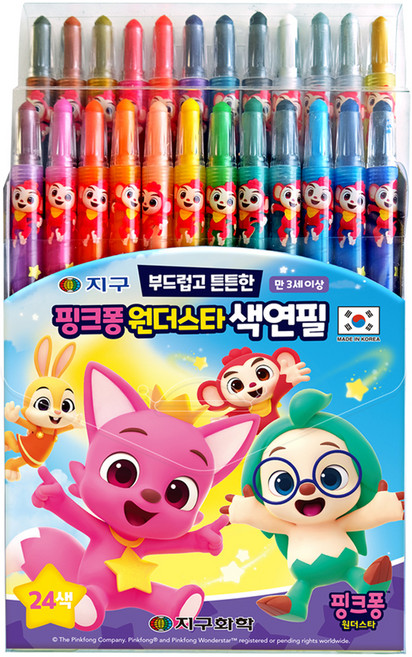 지구화학 핑크퐁원더스타 색연필, 24색, 1개