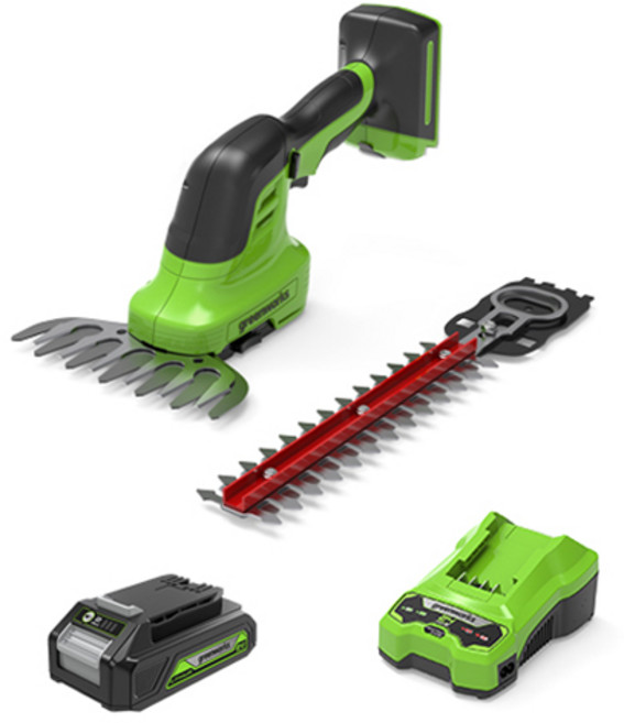 그린웍스 24V 2 in 1 핸드 잔디깍기 1600373 + 2Ah 배터리 + 고속충전기 세트, 1세트, 본품 + 배터리 1개