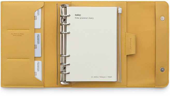 퍼니메이드 가죽 만년형 타임트래커 다이어리 + 속지 세트, 버터 옐로우, 1세트