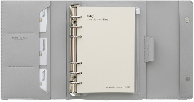 퍼니메이드 가죽 만년형 타임트래커 다이어리 + 속지 세트, 라이트 그레이, 1세트