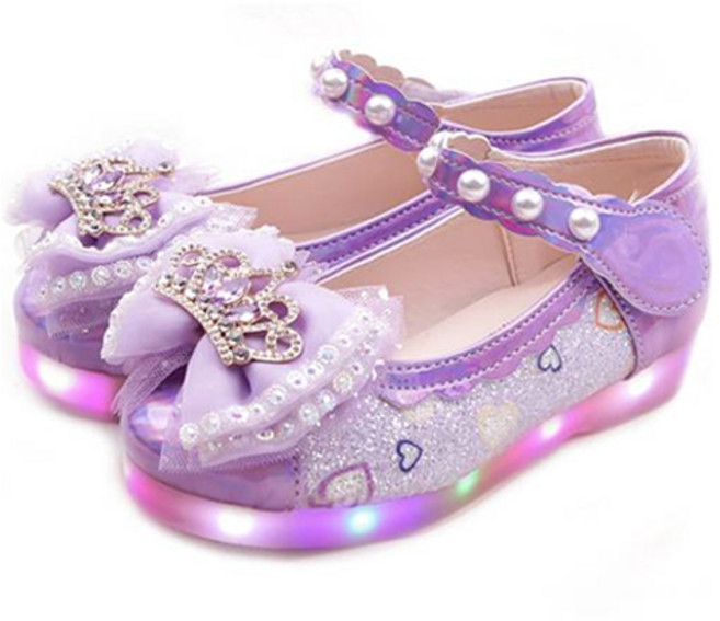 풋풋 여아용 크라운펄 LED 구두