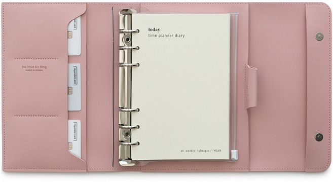 퍼니메이드 가죽 만년형 타임트래커 다이어리 + 속지 세트, 로맨틱 핑크, 1세트