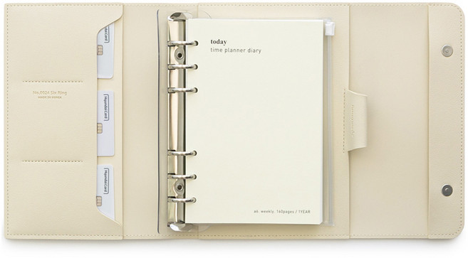 퍼니메이드 가죽 만년형 타임트래커 다이어리 + 속지 세트, 바닐라 크림, 1세트