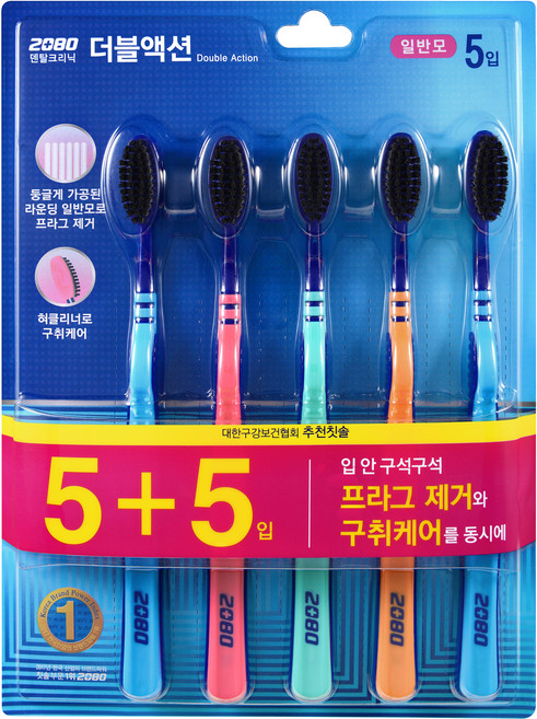 2080 더블액션 칫솔 일반모 색상랜덤, 10개입, 1개