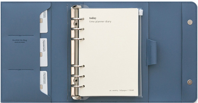 퍼니메이드 가죽 만년형 타임트래커 다이어리 + 속지 세트, 소프트 블루, 1세트