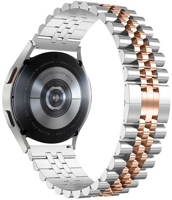 루아러블 갤럭시워치 호환 쥬빌레 메탈 스트랩 밴드, 실버 + 골드, 1개