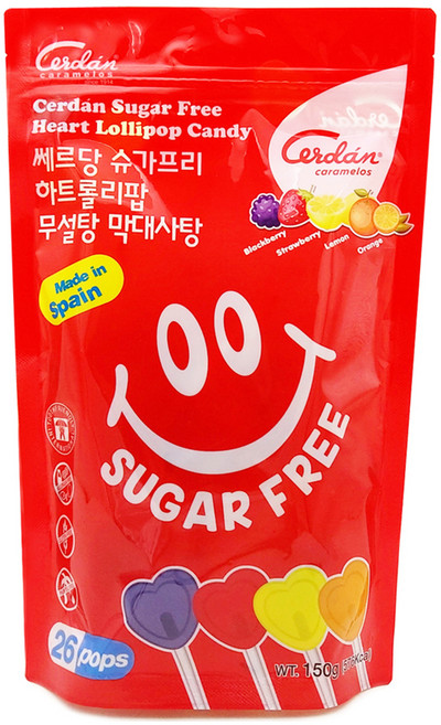 카라멜세르단 쎄르당 슈가프리 무설탕 하트롤리팝 막대사탕, 150g, 1개