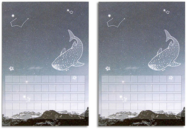 플레플레 마음더하기 배럴댄 원고지형 메모지 세로형, 고래 상어, 2개, 1개입