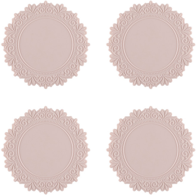 플라이토 실리콘 프리스 컵받침, 아이보리, 4개