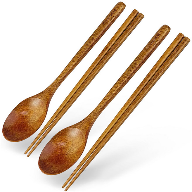 피셔프라이스 성인용 나무 수저 세트, 2세트, WOOD, 2인세트(수저)