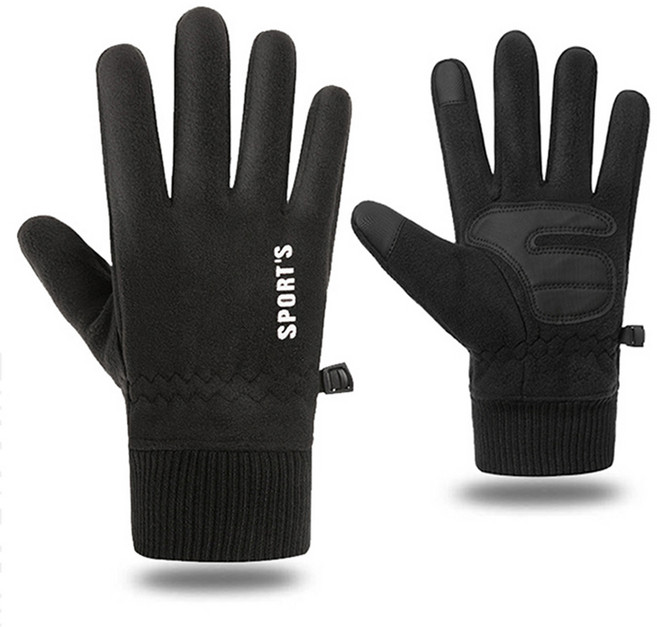 리버폭스 겨울 방한 오토바이 라이더 기모 장갑 양손착용 세트, 블랙