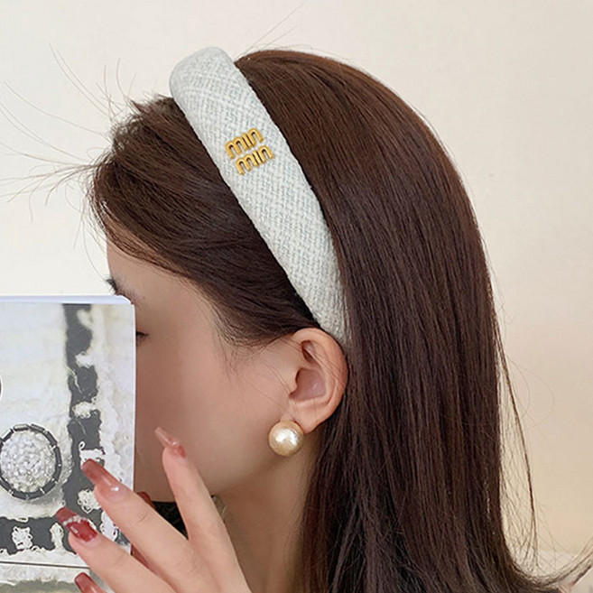 페이퍼먼츠 믹스 트위드 볼륨 금장 헤어밴드 23264