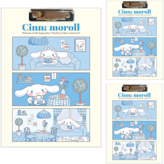 산리오 클립보드 V2 시나모롤 A4, 블루, 3개