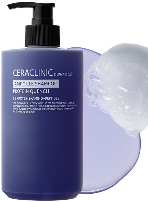 세라클리닉 더마이드 4.0 앰플 샴푸 프로테인 퀀치 복숭아꽃 향, 1개, 500ml