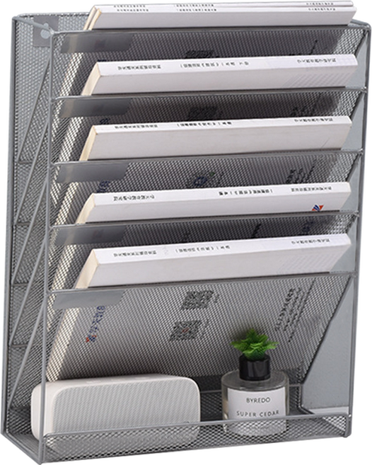 에버하우스 벽부착 다용도 파일 책꽂이 렉선반, 실버(A타입), 6단