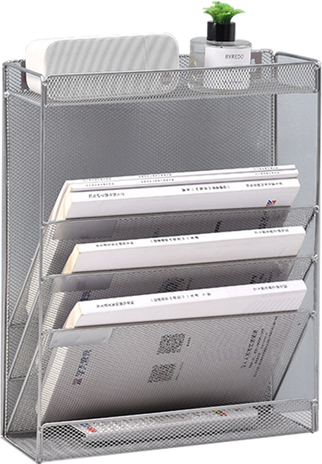 에버하우스 벽부착 다용도 파일 책꽂이 렉선반, 실버(B타입), 5단