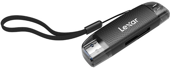 렉사 USB A to C 듀얼슬롯 마이크로 SD 카드 리더기, RW310, 블랙 + 실버, 1개