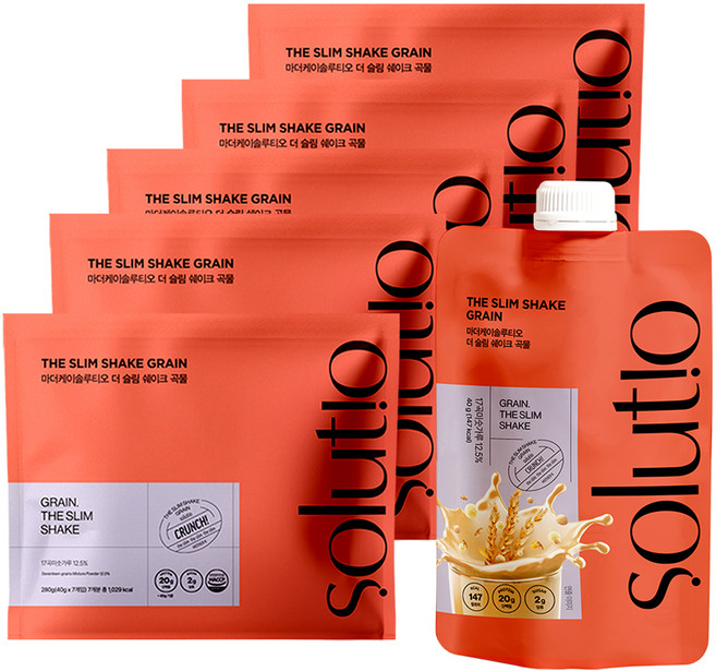솔루티오 더 슬림 쉐이크 곡물 7p, 280g, 5개