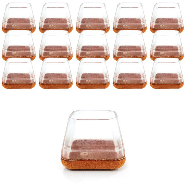 키에코베 투명 의자 발커버 사각형, 브라운, 16개