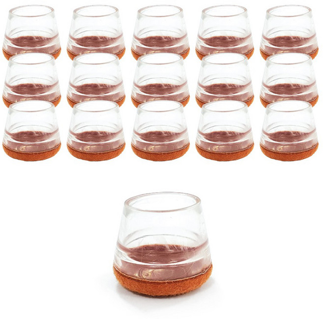 키에코베 미끄럼방지 투명 의자발 커버 원형, 브라운, 16개