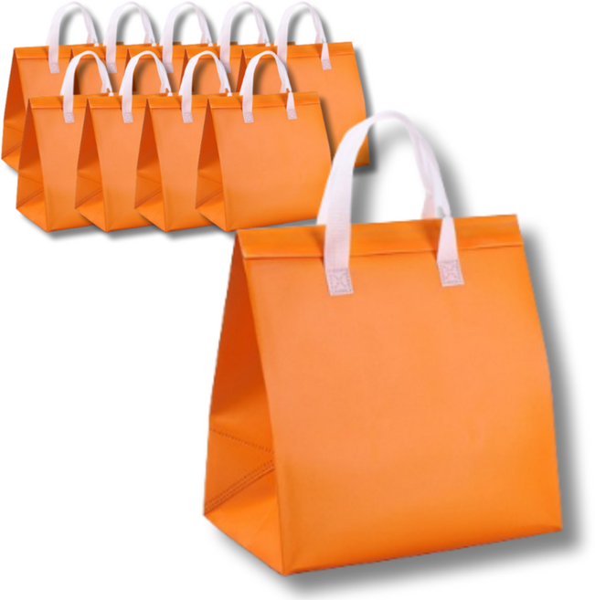 비비드닷 손잡이 은박 보온보냉백, 주황색, 10개