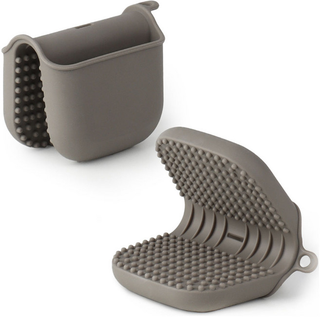 두툼한 실리콘 내열 손잡이, 그레이, 2개