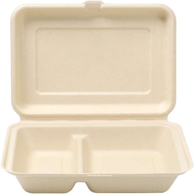 해피팩 2칸 펄프 도시락 포장용기 B-002 크라프트, 50개입, 1개