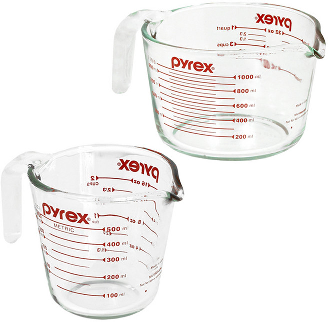 Corelle Brands 康寧餐具 Pyrex 經典量杯 500ml + 1000ml, 1套, 透明, 500ml, 1000ml
