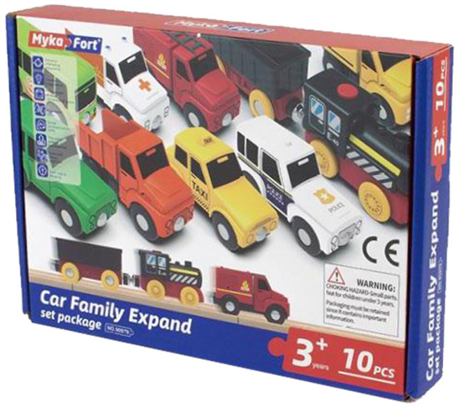 미카포트 기차와 자동차 완구 10p, 혼합색상, 1세트