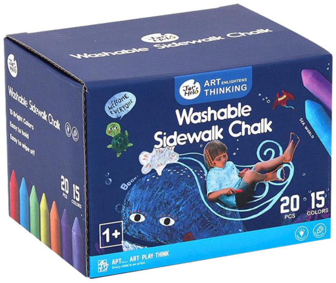 호안미로 도로 위 15색 미니 분필, 혼합색상, 20개입