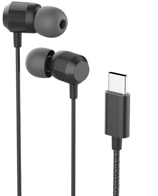 굿밸류 C타입 커널형 유선 이어폰, 블랙 + 메탈블랙