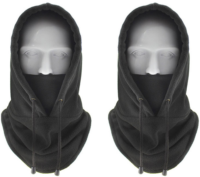 로브로코 아웃도어 방한용 기모후드 스포츠 워머 2p, 블랙, 1개