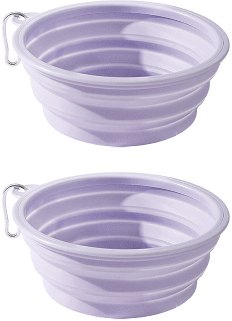둥둥펫 반려동물 접이식 마카롱 식기 350ml, 퍼플, 2개