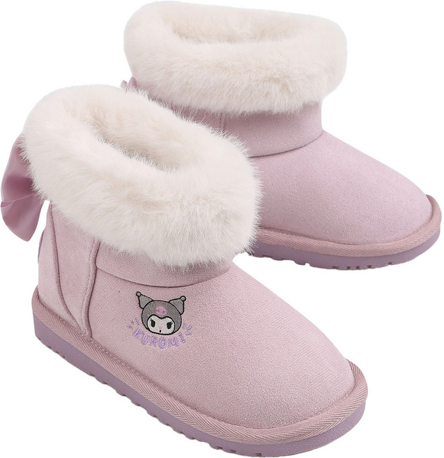 SHOOPENkids 女童三麗鷗毛絨中筒麂皮靴 HPKV8EFV1S
