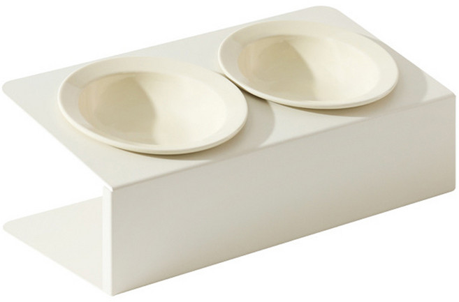 파스텔펫 반려동물 세라믹 듀얼식기 받침대, 화이트, 1개