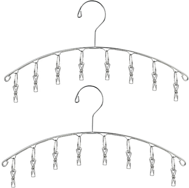 그린리빙 스테인리스 집게 양말건조대 2p, 실버