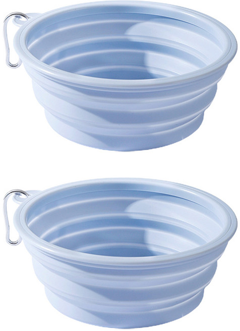 둥둥펫 반려동물 접이식 마카롱 식기 350ml, 블루, 2개