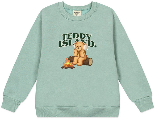 뉴욕꼬맹이 아동용 테디아일랜드 기모 맨투맨 티셔츠 T160