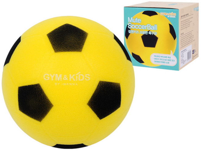 아이워너 짐앤키즈 무소음 소프트 축구공 180mm, 옐로우, 1개