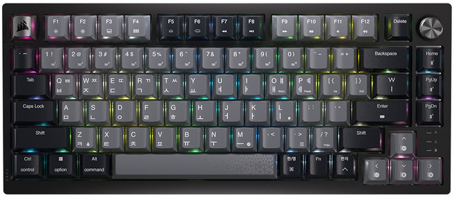 커세어 무선 핫스왑 게이밍 기계식 키보드, 블랙 + 그레이, K65 RGB PLUS, 제조사축