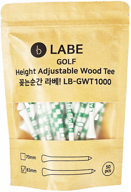 labe 프리미엄 높이조절 골프 우드티 LB-GWT1000, 화이트, 50개