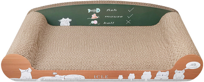 개과천선 고양이 어몽드 큐어 소파 스크래쳐, 우드 브라운, 1개