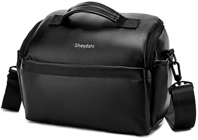 Ez2mk 뉴트렌드 가죽 숄더 카메라 가방 CB340, 블랙, 1개