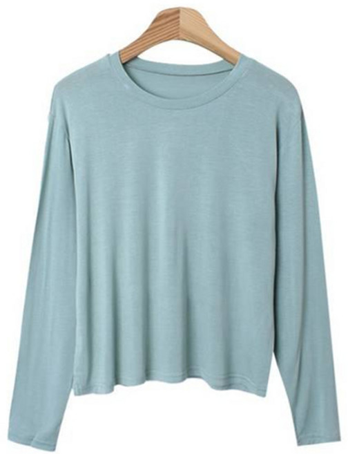 린다샵 여성용 위드리 라운드넥 소프트 세미크롭 긴팔 티셔츠 cpt15708k48