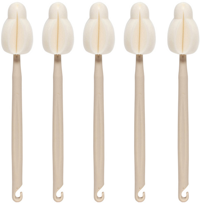 엠피엘 롱 더블버블 젖병솔 25cm, 베이지, 5개