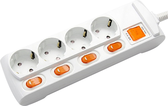 거성산업 개별스위치 안전멀티탭 4구 + 안전커버 2p GS-C16A4SS, 1세트, 3.5m