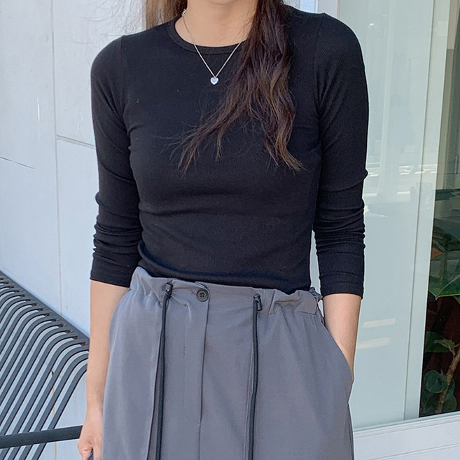 린다샵 브즈로 베이직 잔골지 슬림핏 긴팔 티셔츠 cpt15793k48