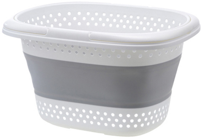 블럭마트 접이식 자바라 세탁바구니, 그레이, 1개